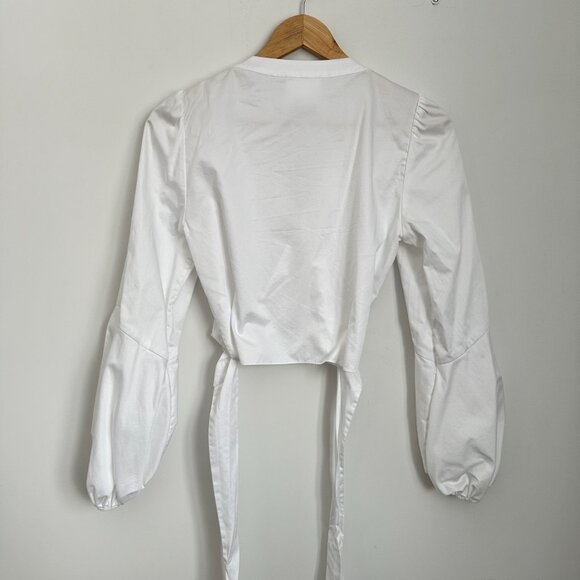White poplin wrap blouse top - Picture 3 of 4